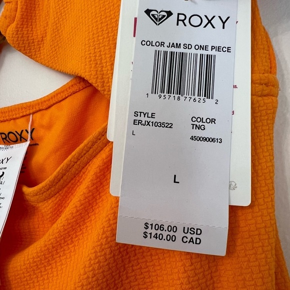 Roxy Cutout One Piece Swimsuit Tangerine Orange Large NWT Resort Beach Vacation - Picture 6 of 6
